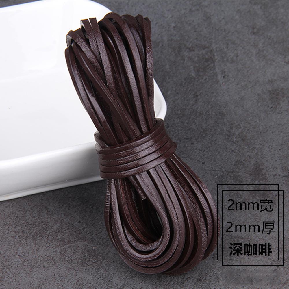 

Diy Jewelry Accessories 2Mm Thick Dark Coffee Cowhide Rope First Layer Spray Paint Flat Square Leather Rope Braided Rope Flat Cowhide Strip 1m