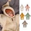 Baby Kleinkind Fleece Overall, Herbst Winter Baby Kapuzen Warm Reißverschluss Strampler Outfit für Jungen Mädchen
