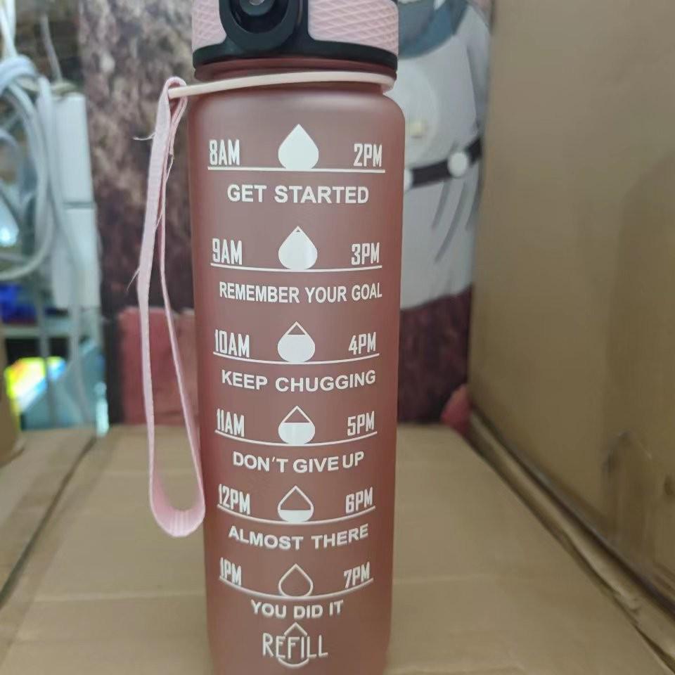 Gradient 1000ML Pop-up TRITAN Sports Water Bottle with Scale and Straw