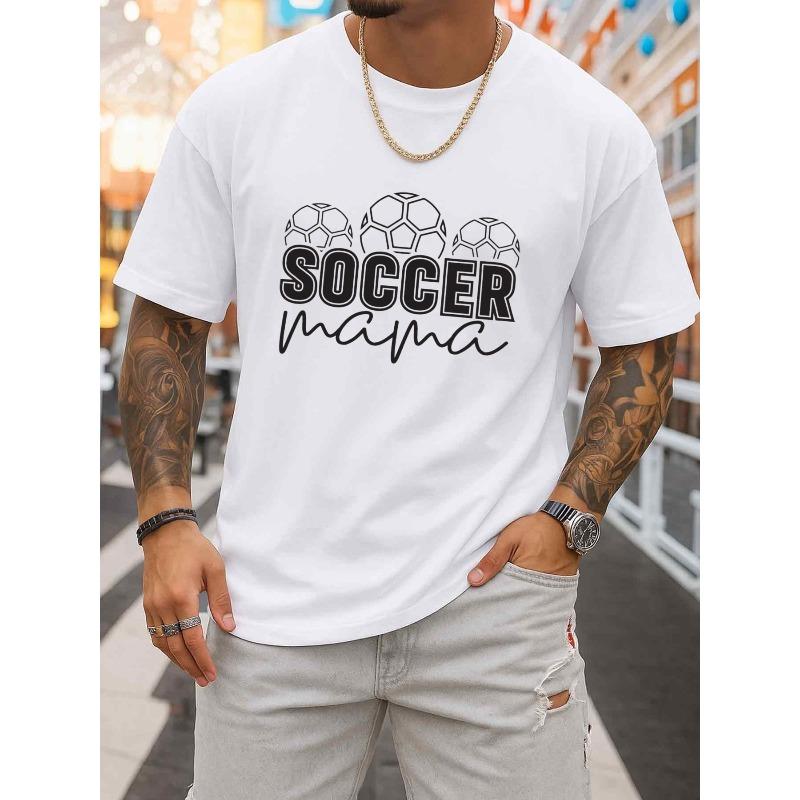 

European sizes Men S White Graphic T-Shirt Featuring a Soccer Mama Design, Perfect for All-Season Fitness XL