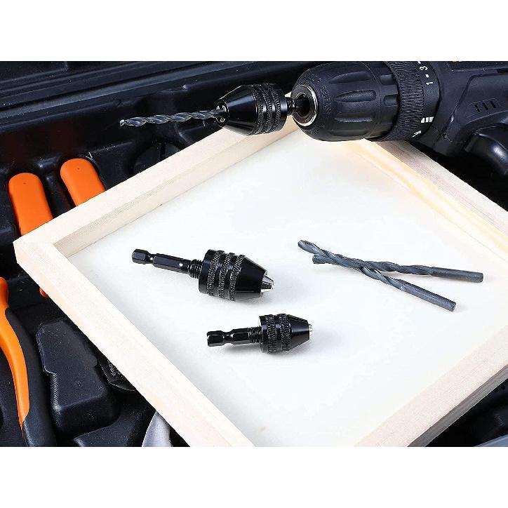 RZJZGZ 3 Pcs Keyless Drill Chuck Bit 1/4 Inch Hex Shank Keyless Drill Chuck Conversion Tool,0.3-6.5 Mm&0.3-3.6 Mm&0.8-8mm Quick Screwdriver Drill