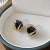 Personalized Dark Square Rhinestone Wheat Ear Studs - European & American Fashion High-Class Earrings for Women