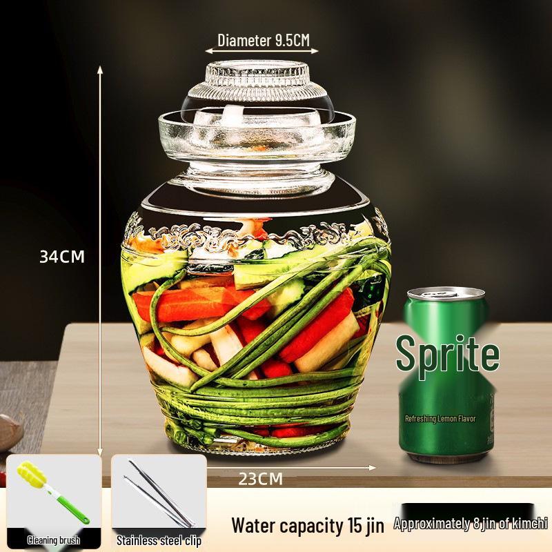 Sichuan Style Thick Glass Pickle Jar for Sauerkraut and Vegetables - Large Mouth, Sealed Container for Home Pickling