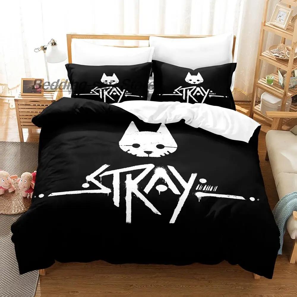 New Stray Game Cat Momo Bedding Set Single Twin Full Queen King Size Kawaii Bed Duvet Cover Sets for Adult Kids