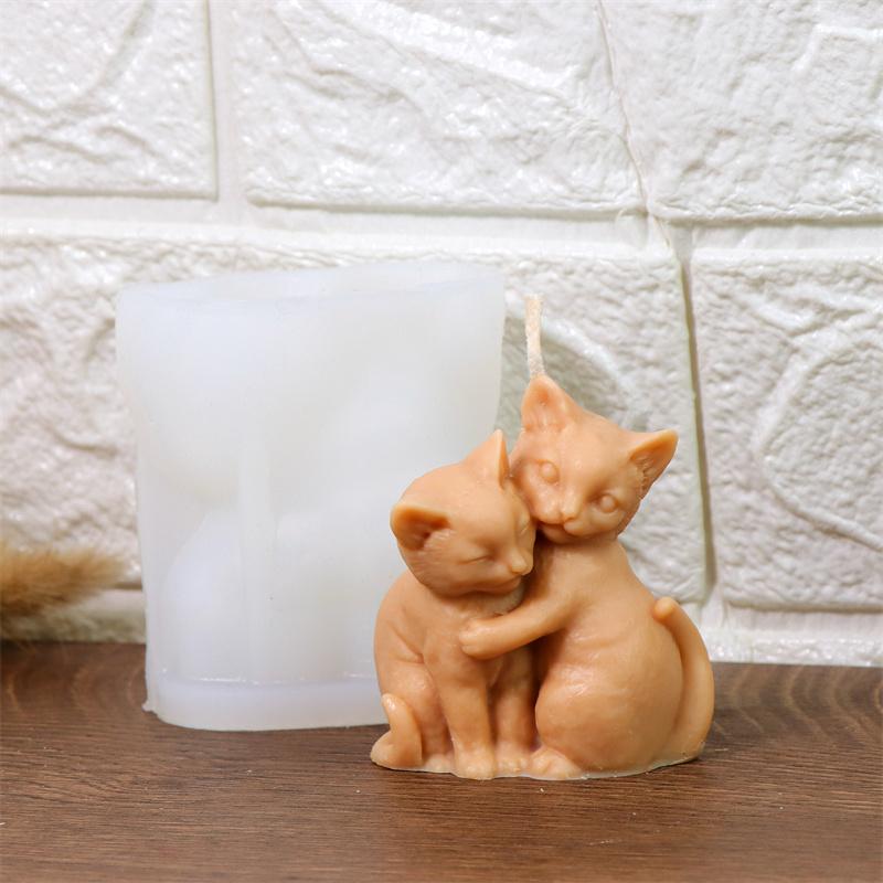 3D Katze und Hund Form Silikon Kerzenform DIY Niedliches Tier Kerzenherstellung Gips Seifenherstellung Seife Kerzenherstellung Zubehör