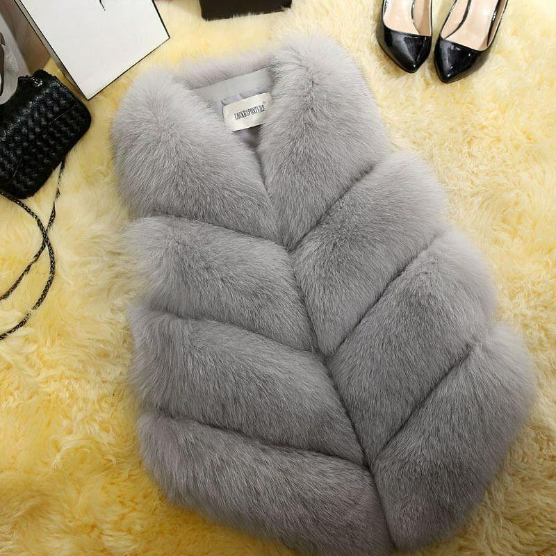 Fur Vest Short Imitation Fox Fur Vest V-neck Slim Stitching Fur Vest Women's Clothing