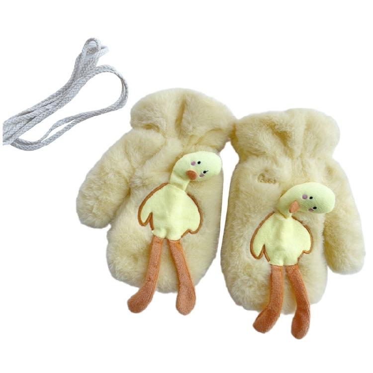 Cartoon Mittens Furry Plush Gloves Winter Warm Gloves Women Children Accessories жёлтый