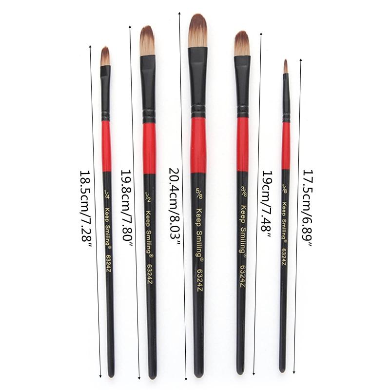 5 Pcs Nylon Hair Painting Brush Set Professional Painting Kits Round Pointed Tip Paintbrushes with Synthetic Nylon Tips