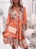 New Summer V-neck Chiffon Pleated Print Dress