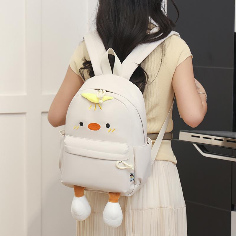 Schoolbag childlike cute duckling backpack simple waterproof schoolbag junior and high school students light travel cute soft girl backpack