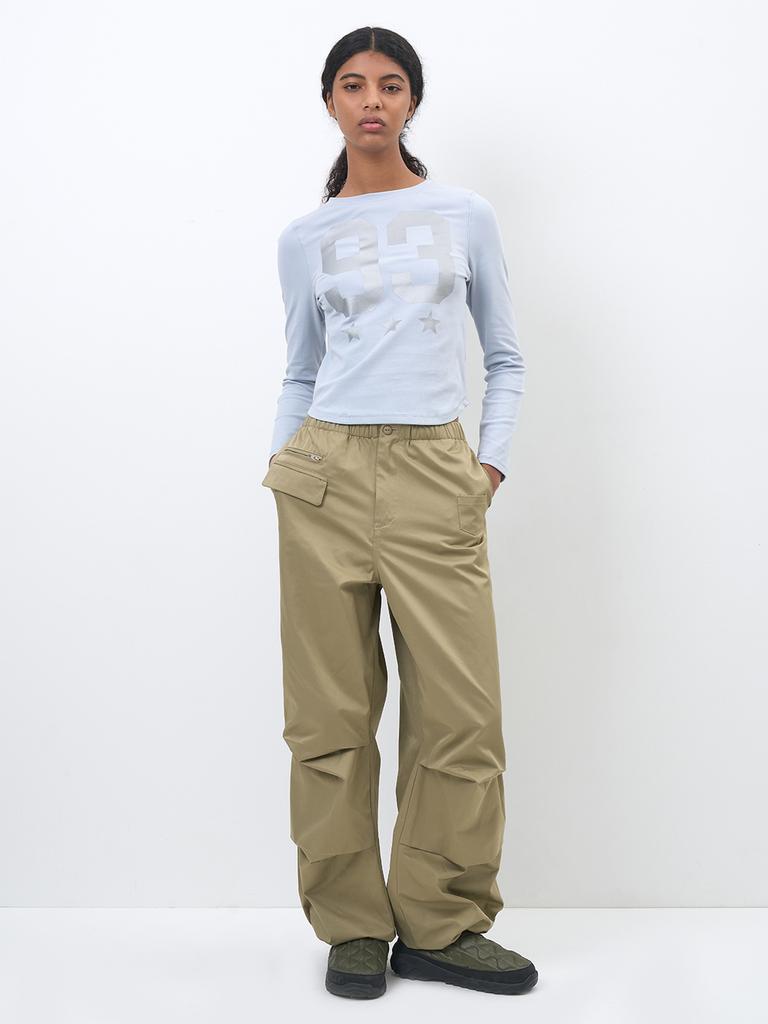 PARTIMENTO WOMEN 2-Way Belted Layered Parachute Pants_Khaki Beige