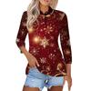 Mote dame casual revers kort 3/4 ermet juleprint skjorte dame knapp opp topper