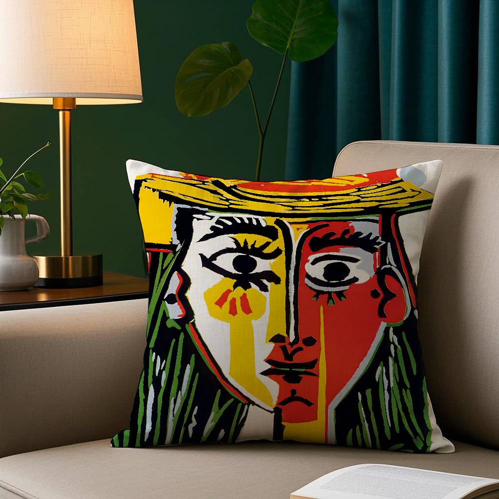

Пікассо Абстрактне Мистецтво Картина Наволочка Плюшева Тканина М яка Наволочка Двосторонній Друк Подушка для Дивана Плед 20x20Inch