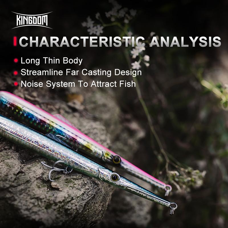 Kingdom Long Casting Pencil Fishing Lure 11g 13g 30g 40g 130mm 205mm Floating & Sinking Stickbait  Bass Saltwater Needle Pencil