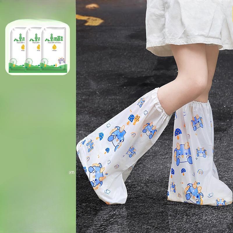 Disposable Rain Shoe CoversHigh-top Thickened Anti-slip and Wear-resistant Children's Rain Shoe Covers Waterproof for Rainy Days