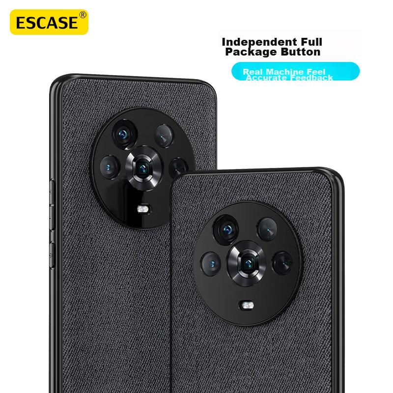 ESCASE Honor Magic4 Phone Case, Honor Protective Cover, Creative Full-Edge Anti-Drop Leather Back Cover, ES-19 Deep Black