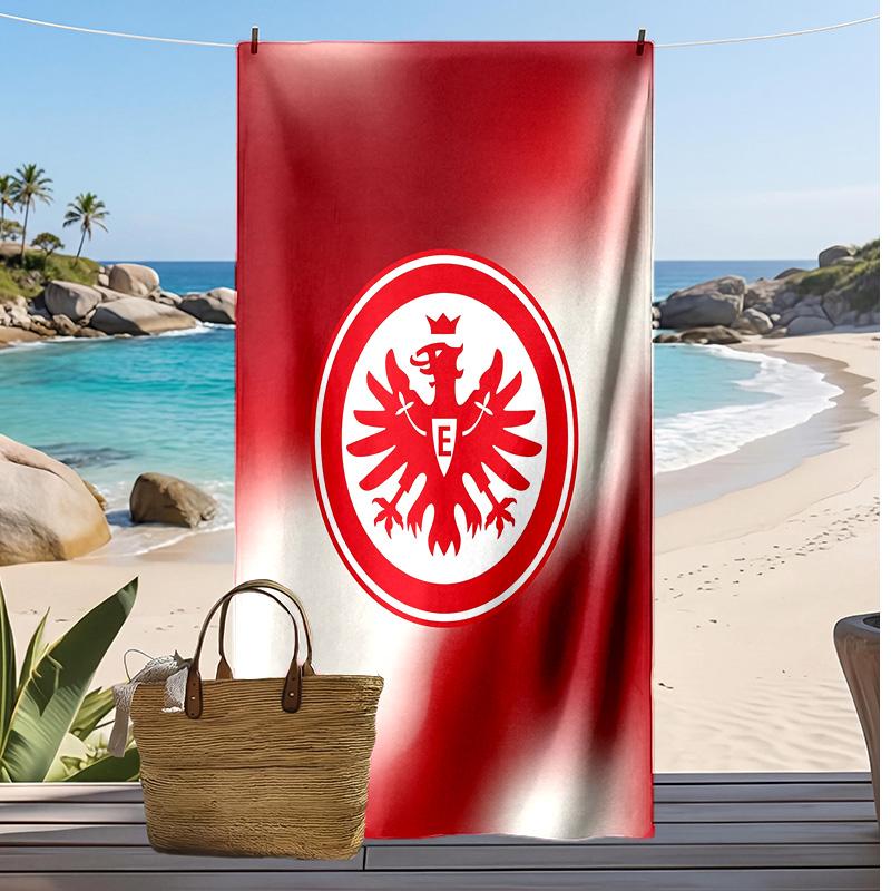 Asciugamano da Spiaggia con Stampa del Club di Calcio Eintracht Frankfurt, Asciugamano Grande Morbido Asciugatura Rapida per Spiaggia Campeggio Nuoto