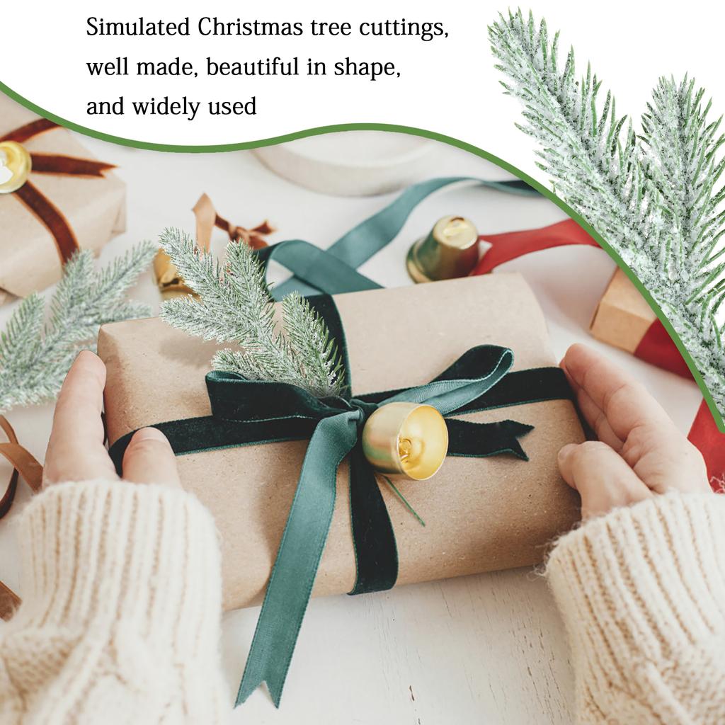 Artificial Cedar Pick Faux Cedar Branch Stem Xmas Greenery Pine Pick for Crafts Wreath Holiday Decor