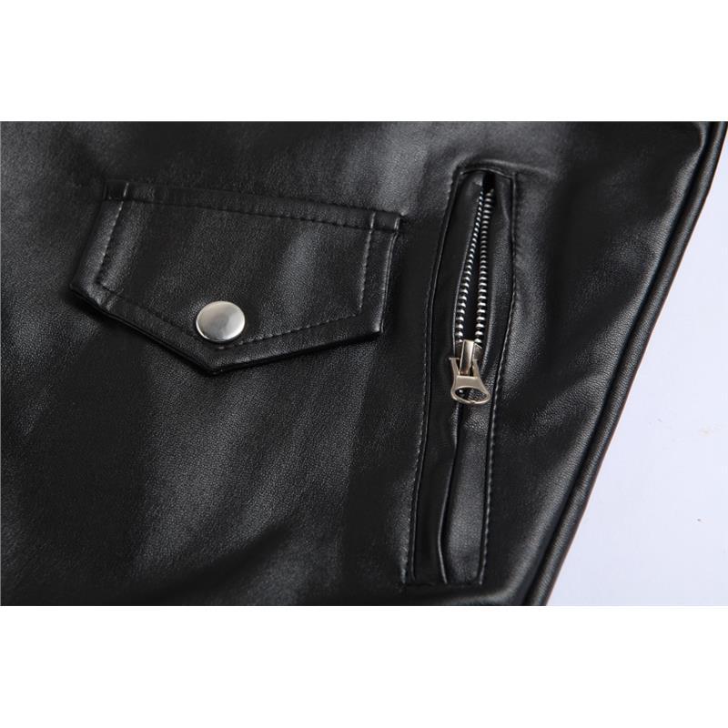 Spring Men's Jacket Motorcycle Slim Fit Trendy Casual Lapel Zipper Leather Jacket Men