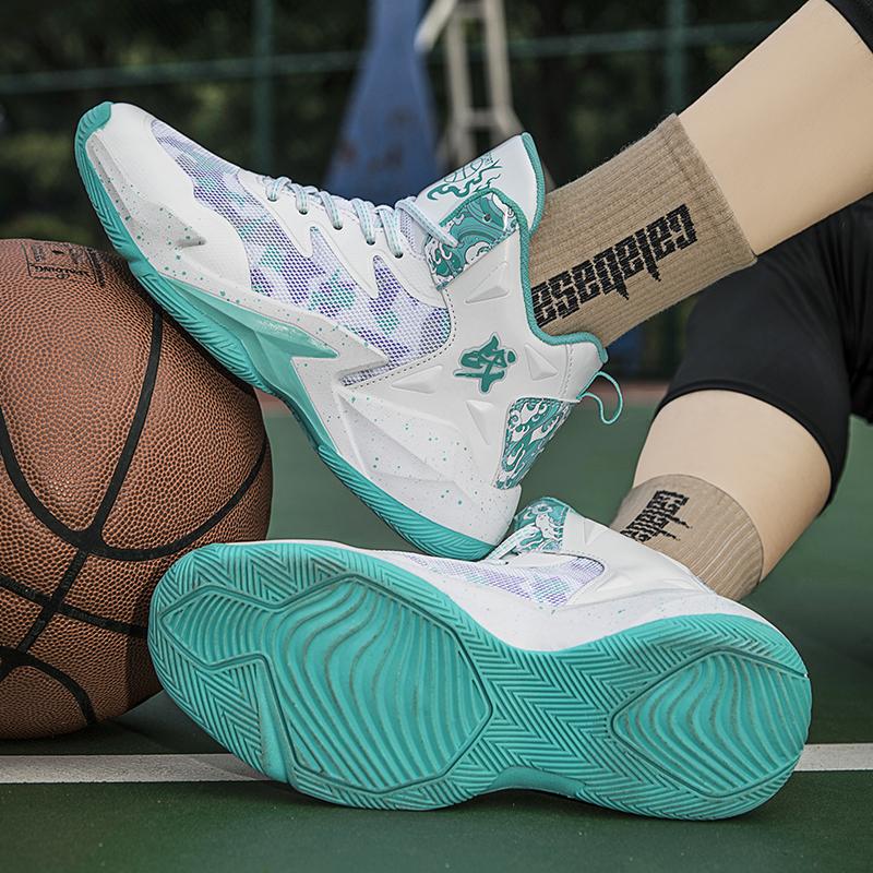 Family Mesh Surface Breathable Shock Absorbent Rebound Actual Combat Basketball Shoes Wear Sports Shoes for Male Students