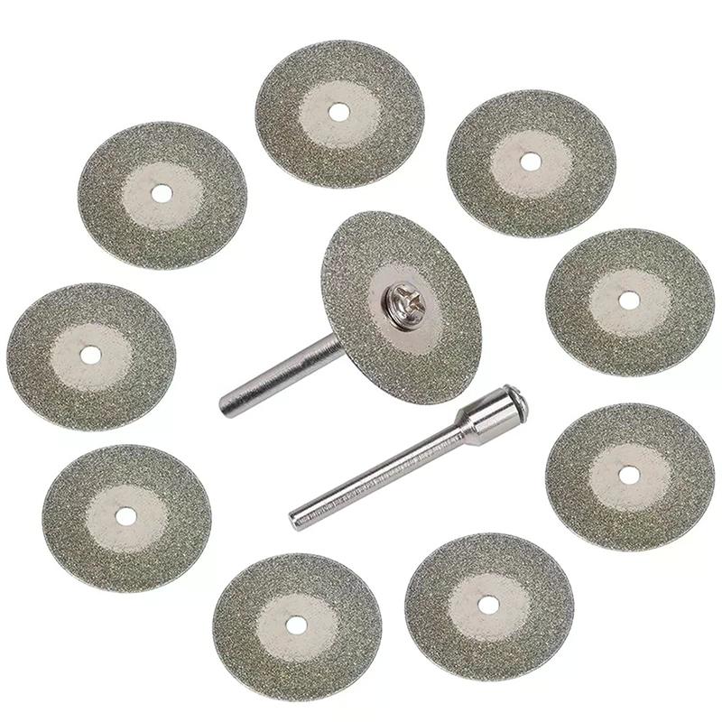 12pcs 22mm Cutting Disc 3mm Grinding Wheel Mandrel For Metal Cutting Rotary Tool Electric Grinder Parts
