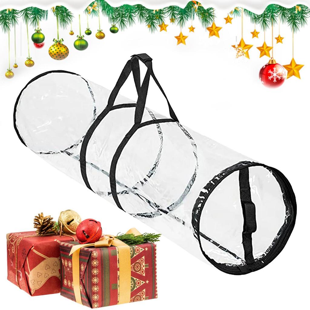 Christmas Wrapping Paper Storage Christmas Paper Storage Containers Clear PVC Totes With Handle Wrapping Paper Holder