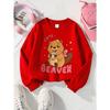 Kids Sweatshirt,Crew Neck Fashion Top, Fun "Cute Beaver Drinking" Patterned Sweatshirt, for Everyday Casual Wear, for All Kinds of Daily Outfits