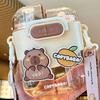 LeakProof Durable Water Bottle Cute Capybara Water Cup Portable Drink Tumbler for Sports Fitness BPA Free Perfect Gift 420-600ML
