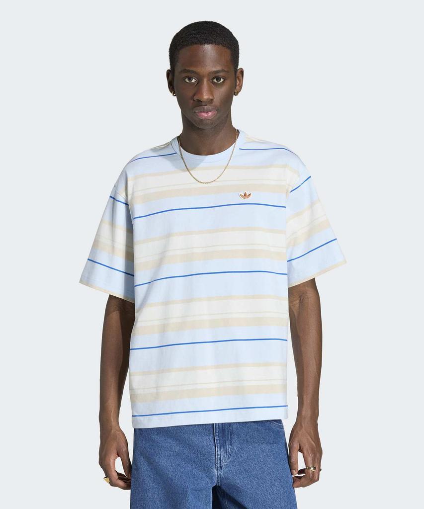 adidas Gestreiftes Rundhals-T-Shirt - Crystal Sky / Kx1268