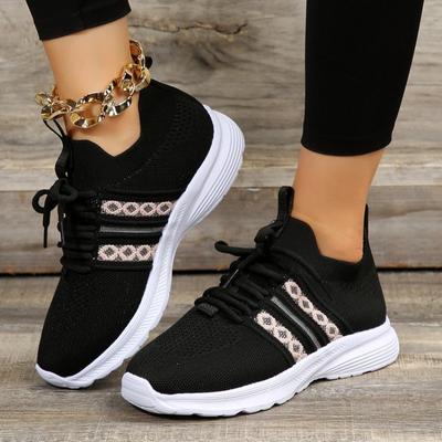 Breathable Mesh Platform Women's Comfortable Soft Sole Elastic Flat Shoes Women 2024 New Family Sports Running Shoes