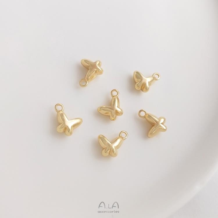 

Подвеска-шарм в виде звезды, луны, бабочки, цветка и конфеты, заполненная золотом 14 карат, для браслетов «сделай сам»