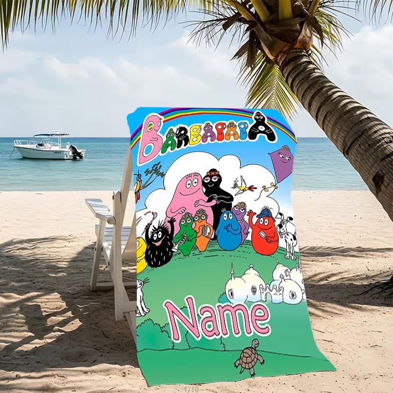 Customizable personalized beach towels Barbapapa themed designs.Suitable for the beach, yoga, sports;ideal as beach accessories