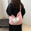 Chic And Spacious Cotton Tote Bag For Women In Black Pink Khaki And White