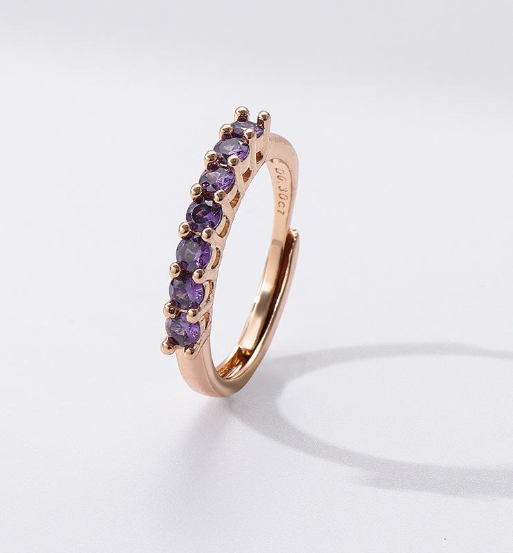 

2026 Champagne Inlaid Zircon Seven Princess Ring Light Luxury High Texture Versatile Women s Ring Jewelry Resizable