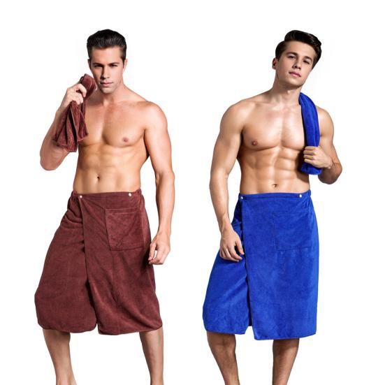 Toalla de Baño de Microfibra para Hombre con Bolsillo Absorbente Cálida Cubre Partes Íntimas Elástico