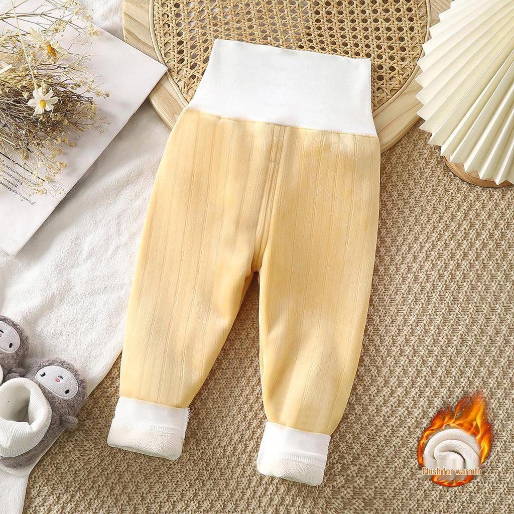 Kids' Fleece-Lined High-Waisted Pants: Warm Autumn/Winter Pajamas for Boys & Girls