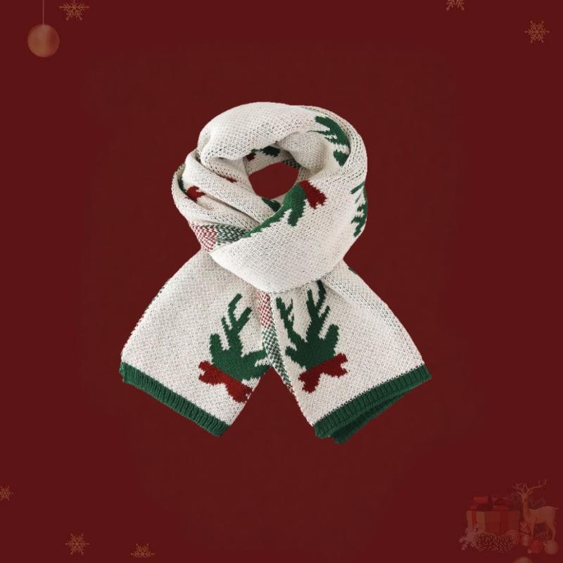 Stilvoller Weihnachtsrinde Schneemann Winter Schal Warmer Wickel; Rotes Saisonales Studentenpaar Geschenk für Nackenschutz