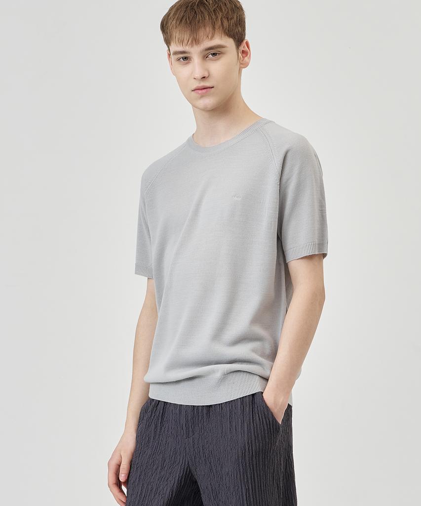 THE-ABON Arm Warmer Round Knit Short Sleeve Tee Black