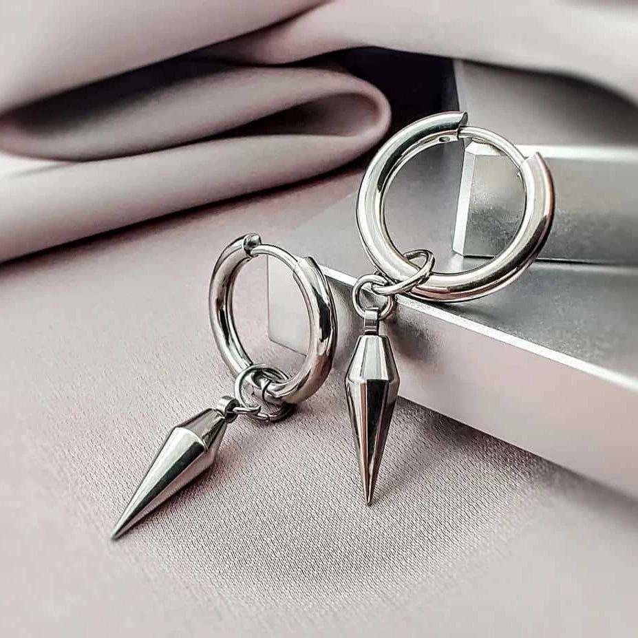 Pointed Stainless Steel Punk Rock Y2K Gothic Earrings серебряный