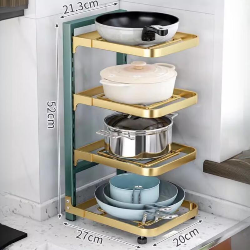 Adjustable 4-Tier Stainless Steel Kitchen Pot Storage Rack