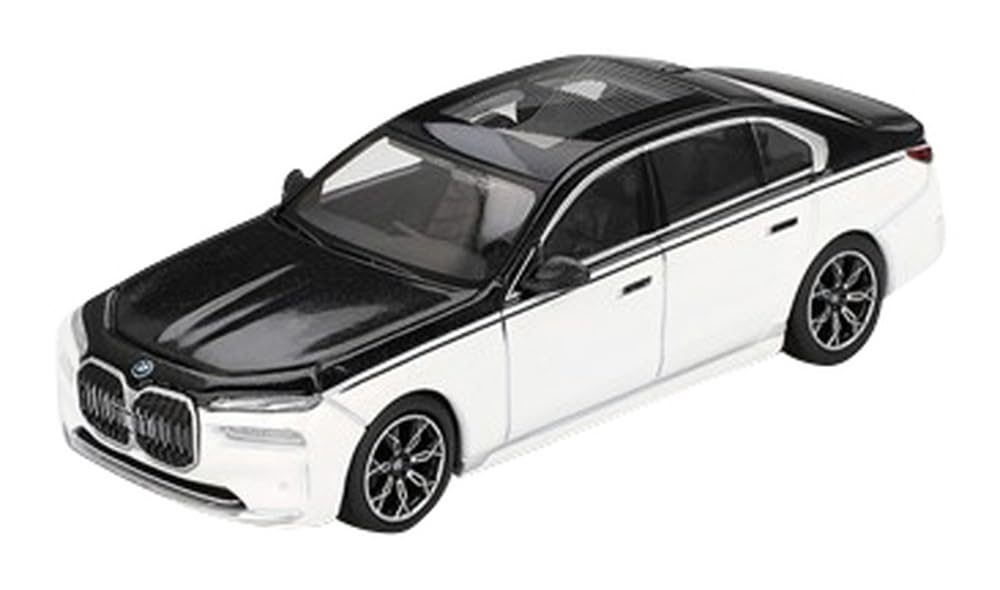 MINI GT Scale BMW I7 xDrive60 Alpine Sapphire Finished Model 1/64 White/Black (Left-Hand Drive) MGT00959-BL