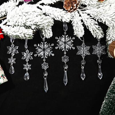 New Christmas Decorations: Christmas Tree Snowflake Pendant, Transparent Snowflake Ice Prism Pendant