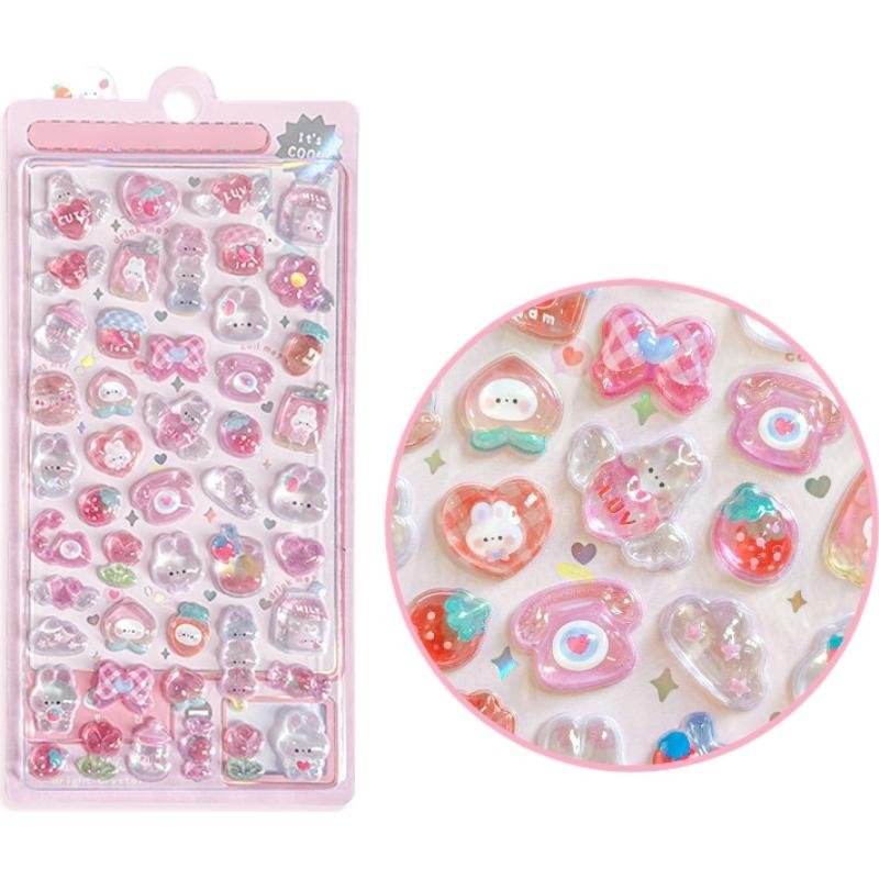 Kawaii Cartoon Animal 3D Relief Cute Stickers Children And Girls Decorative Sticker Birthday Gifts Creative Peripheral
