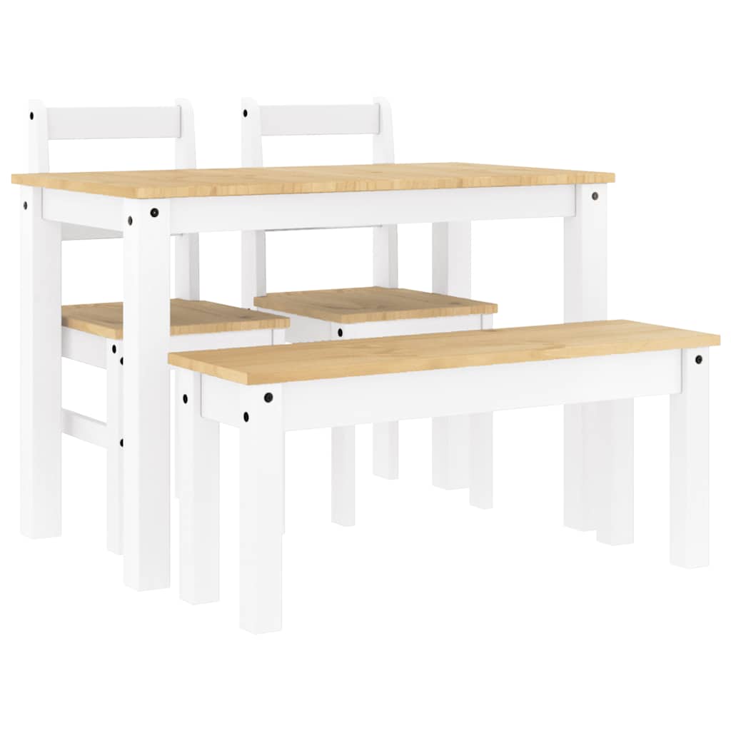 4 piece dining set PANAMA White Solid Pine Wood
