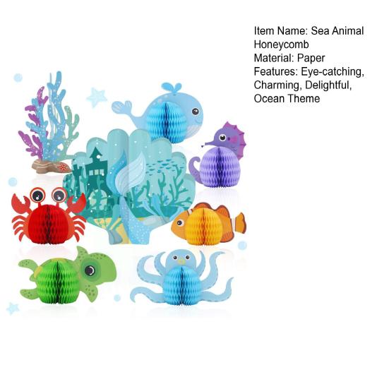 Ocean Sea Animal Honeycomb Centerpiece Under The Sea Party Decorations Fish Crab Turtle Seahorse Ocean Theme Birthday Party Supplies