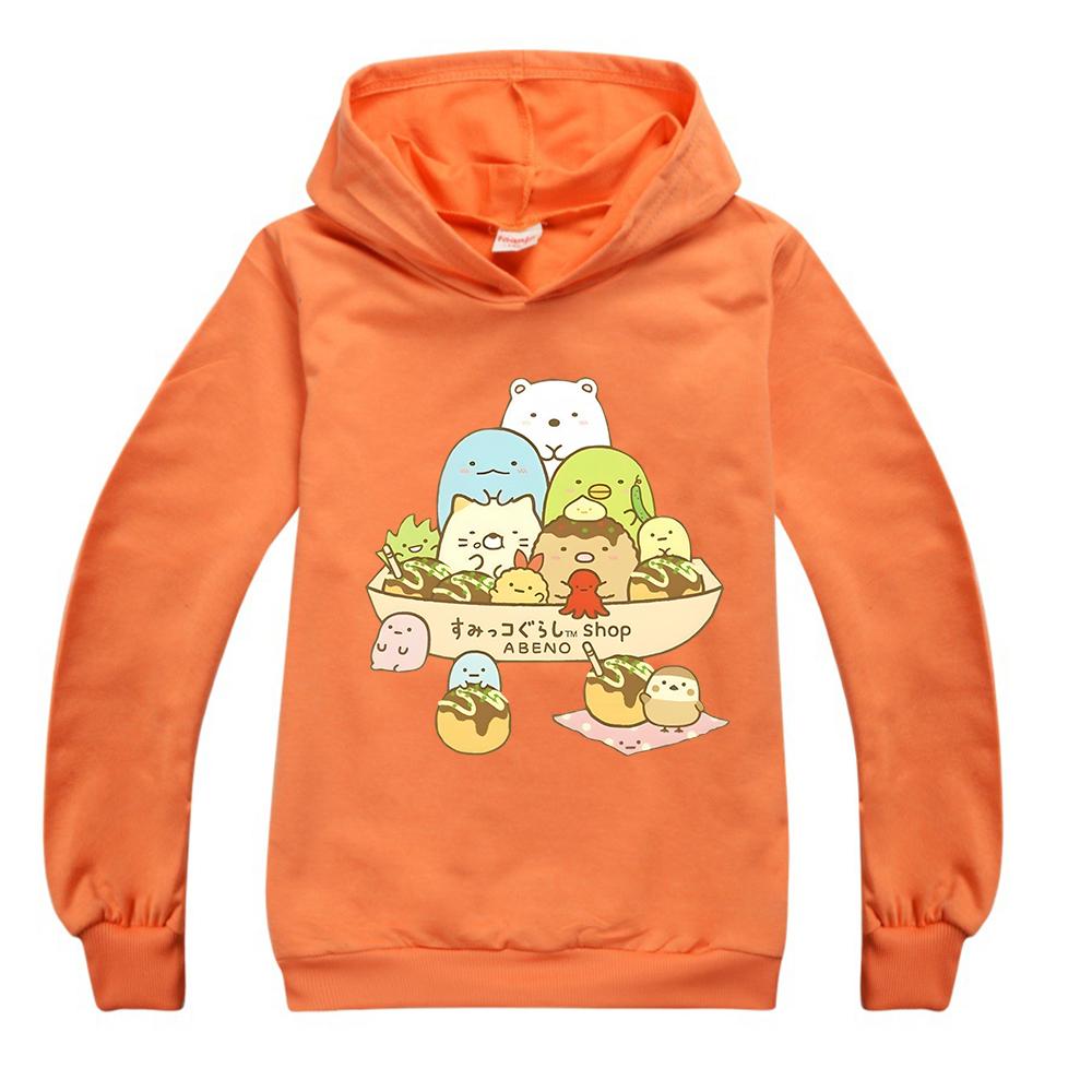 Anime Sumikko Print Hoodies Kids Kawaii Streetwears Children Comic Manga Sumikkogurashi Tops Cotton Boys Girls Clothing