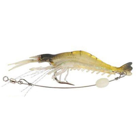 3Pcs Soft Lifelike Simulation Shrimp Prawn Fishing Lures Luminous Bead Hook Bait