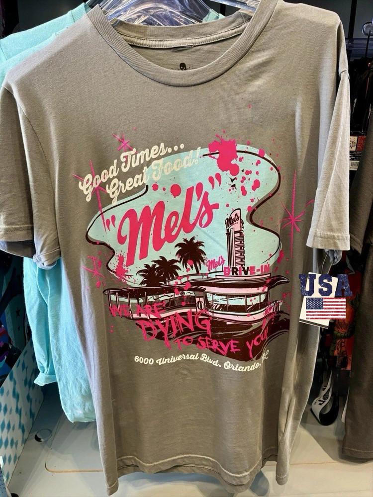 

Universal HHN Halloween Horror Nights 2025 Mel’s Die In Diner Shirt New Apparel Unisex T-Shirt S