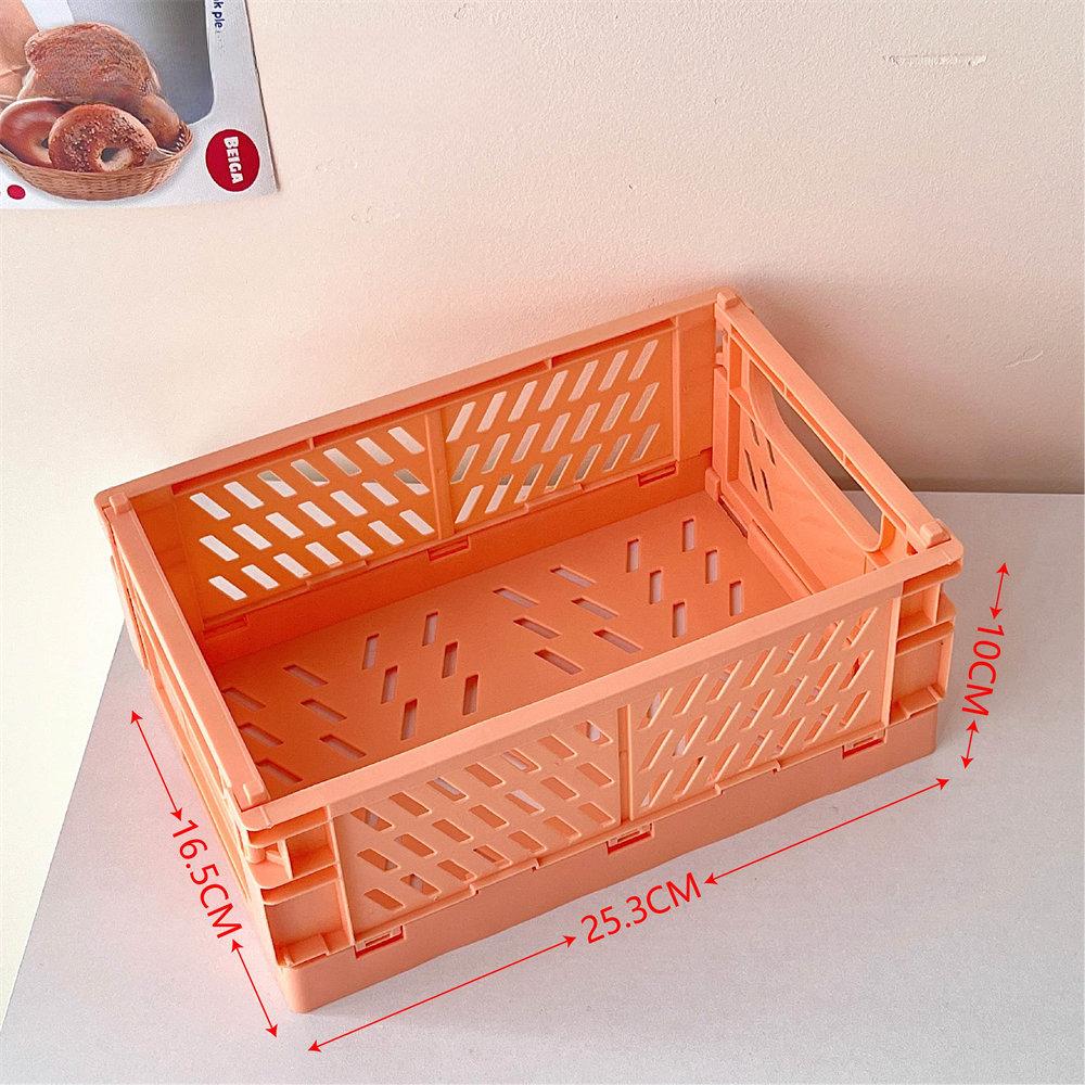 Cute Ins Folding Plastic Storage Rack Organizer Box Student Portable Desktop Food Toy HandAccount Tape Stationery Storage Basket