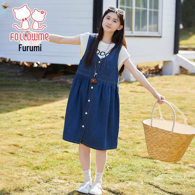 Fuluomi Girls  Sleeveless Denim Dress 160